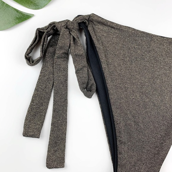 JYork The Label Ellie Bikini Bottom Gold Black Ties Reversible Women’s M - Picture 5 of 9
